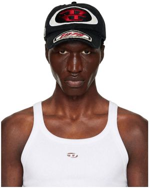 DIESEL Casquette De Baseball Noire À Écussons Brodés - Marron