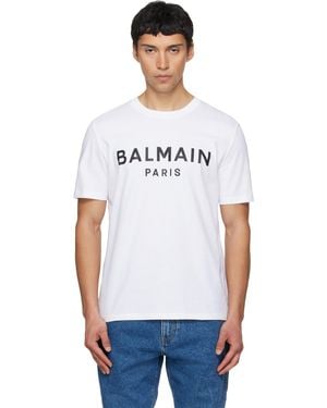 Balmain ホワイト Paris' プリントTシャツ