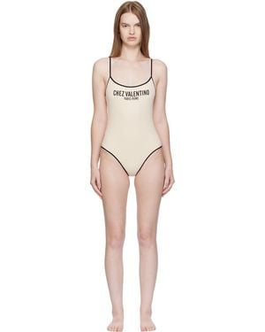 Valentino Off- Lycra Piqué Swimsuit - Black