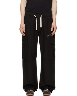 Palm Angels Curved Logo Loose Cargo Trousers - Black