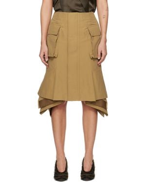 Sacai ベージュ グログラン ミディアムスカート - ナチュラル