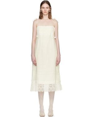 Valentino Off- Linen Midi Dress - Black