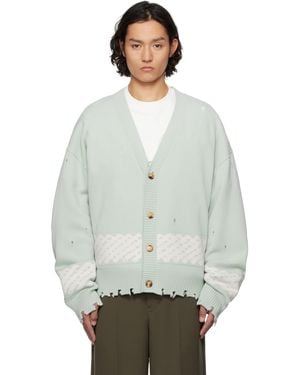 Feng Chen Wang Yu Zu Xie Ripped Jacquard Cardigan - Gray