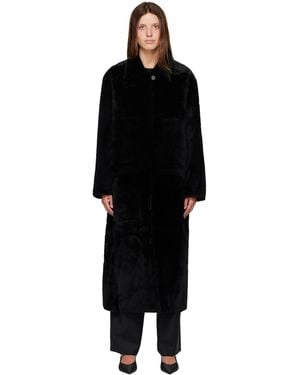 R2W Naca Relaxed Fit Shearling Coat - Black
