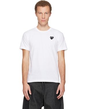 COMME DES GARÇONS PLAY ホワイト ラインストーン エンブレム ブラックハート Tシャツ