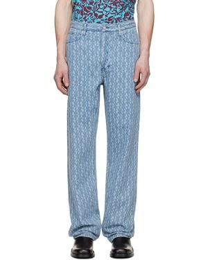Dries Van Noten Printed-graphic Jeans - Blue