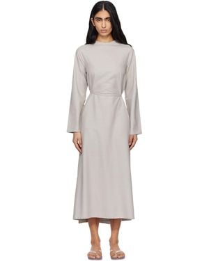 Baserange Taupe Long Sleeve Apron Maxi Dress - Black