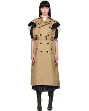 Sacai Double-Faced Silk Cotton & Gabardine Trench Coat - Black