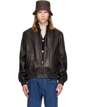 Valentino High Neck Leather Jacket - Black