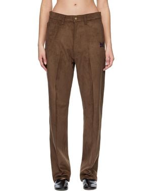 Needles Straight Faux-Suede Trousers - Brown