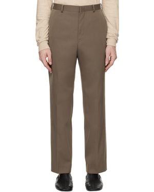 AURALEE Taupe Light Wool Max Gabardine Two-Tuck Trousers in AURALEE Taupe Light Wool Max Gabardine Two-Tuck Trousers in