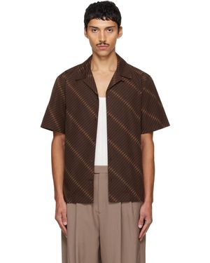 Ferragamo Short Sleeve Bowling Shirt - Brown