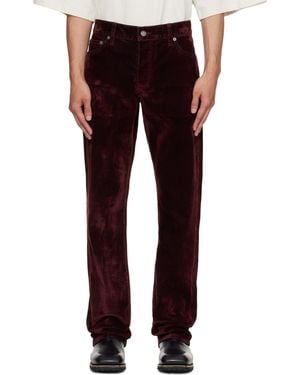 Cout de la Liberte Rafa Stretch Suede Denim Straight Leg Jeans - Red