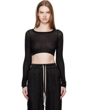 Rick Owens Temple Ls Crop T-shirt - Black