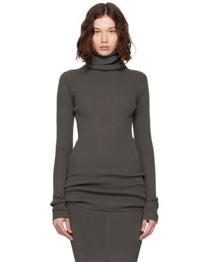 Rick Owens Concordians Ribbed Knit Tube Turtleneck - Black