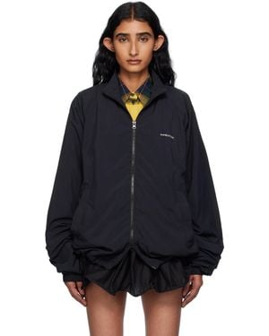 Pushbutton Logo Printed Windbreaker Jacket - Black