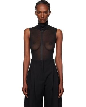 Mugler Sleeveless Tuxedo Bodysuit - Black