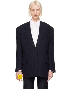 Pushbutton Raw Edge Single Blazer - Blue