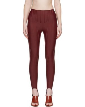 Mugler Ssense Exclusive Burgundy Corseted leggings - Red