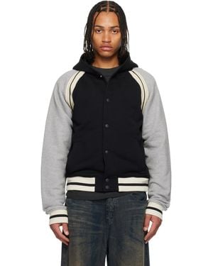 Palm Angels Curved Logo Varsity Jacket - Black