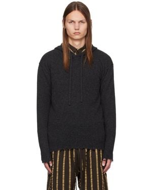 Uma Wang Frayed Hoodie - Black