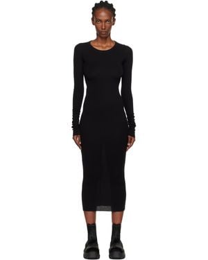 Rick Owens Concordians Rib Long Sleeve Midi Dress - Black
