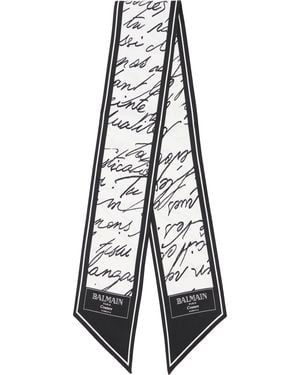 Balmain Printed Silk 'love Letter' Scarf - Black