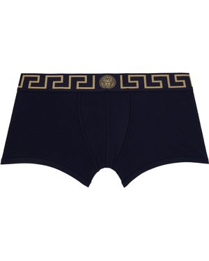Versace ネイビー グレカ ボーダー ボクサーブリーフ - ブルー