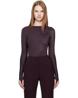 Mugler Burgundy Shoulder Logo Bodysuit - Purple