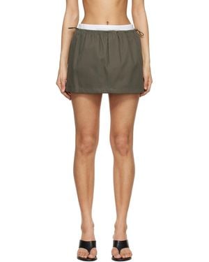Alexander Wang Khaki Logo Elastic Mid-Rise Miniskirt - Black
