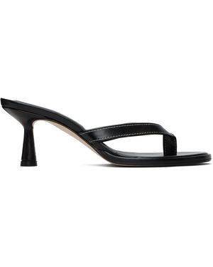 Aeyde Sandales À Talon Daphne Noires En Cuir À Bout Ouvert
