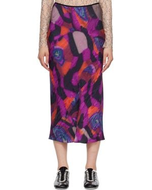 Dries Van Noten Printed Midi Skirt - Purple
