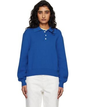 DUNST Cashmere Collared Sweater Polo - Blue