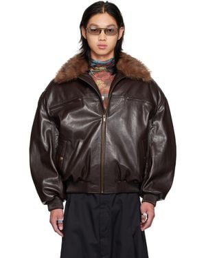 Lu'u Dan Faux-Leather Cargo Flight Jacket - Black
