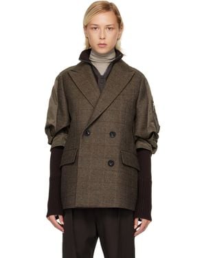Sacai Double-Faced Plaid Blazer - Brown