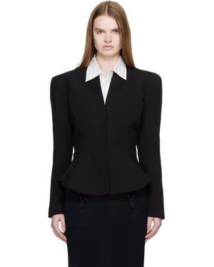Mugler Flared Wool Jacket - Black