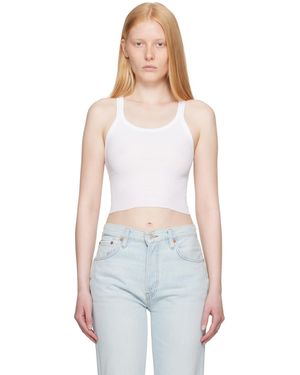 RE/DONE Hanes Edition Cropped Ribbed Tank Top - White