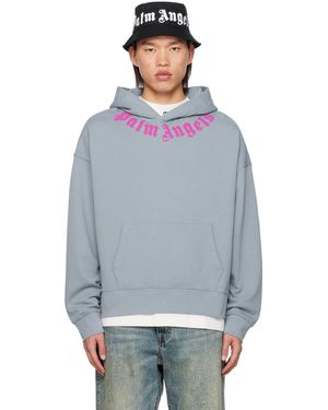 Palm Angels グレー ロゴプリント フーディ