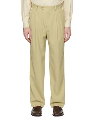 AURALEE Taupe Light Wool Max Gabardine Two-Tuck Trousers in
