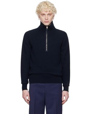 Tom Ford ネイビー ハーフジップセーター - ブルー