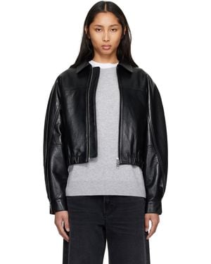 Agolde Dixon Recycled Leather Bomber Jacket - Black