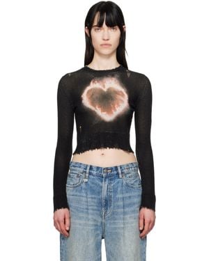 R13 Micro Pull Noir À Image De Cœur Enflammé Exclusif À Ssense