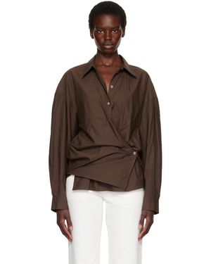 Lemaire Straight Collar Twisted Shirt - Brown