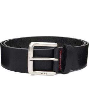 HUGO Buffalo Leather Pin-Buckle Belt - Black