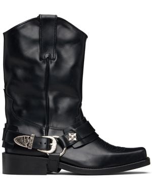 Toga Hard Leather Boots - Black