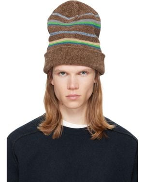 Maison Margiela Striped Knit Beanie - Blue
