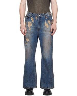 Juun.J Jean bleu en denim lavé à l'huile