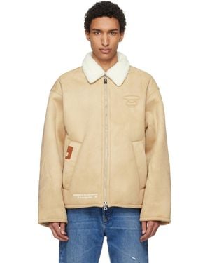 Aape By A Bathing Ape Main Faux-Suede Jacket - Natural