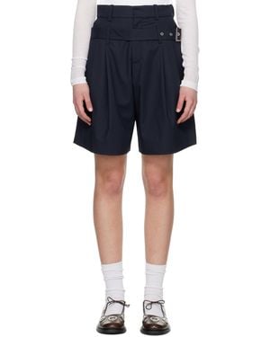 Charles Jeffrey ネイビー Belted Edinburgh ショートパンツ - ブルー