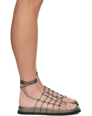 Rick Owens Gunmetal Hollywood Web Granola Sandals - Brown